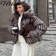 Stripe Casual Fashion Women Jacket Zipper Padded Hooded