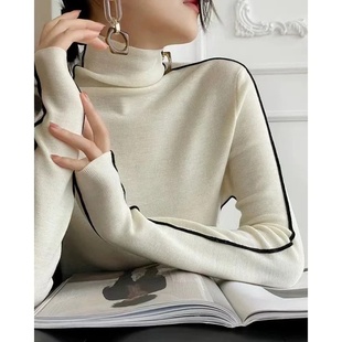 High Neck Knitted Sweater Women Autumn Winter Trendy Color