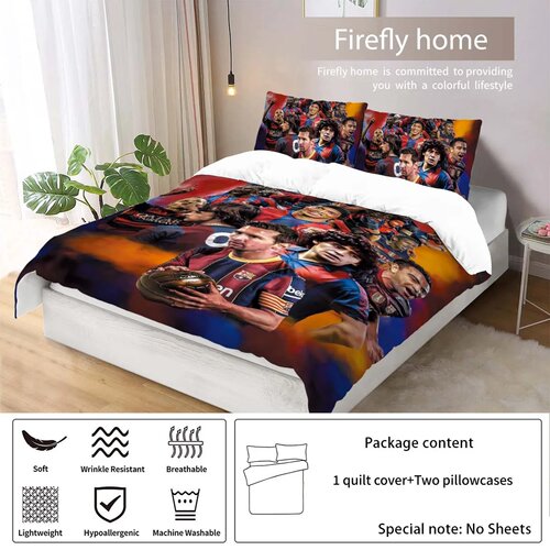3-Piece Love Football Star Pattern Printed Set (1 duvet cov