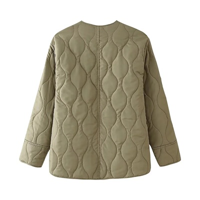 MUJER 2025 Quilted Jacket Women Parkas Long Sleeve Padded C