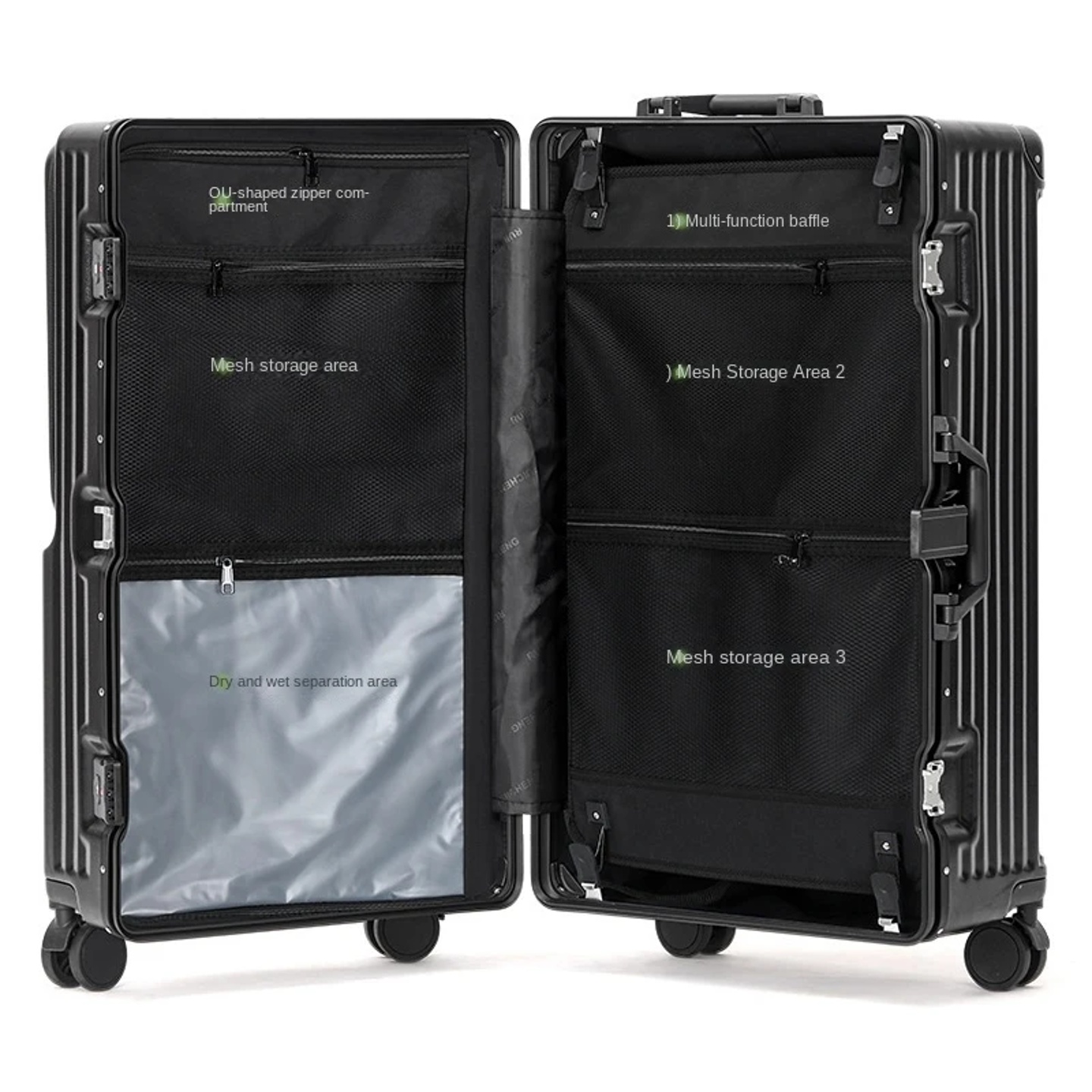 Front Opening Suitcase Aluminium Frame Large Capacity Carri