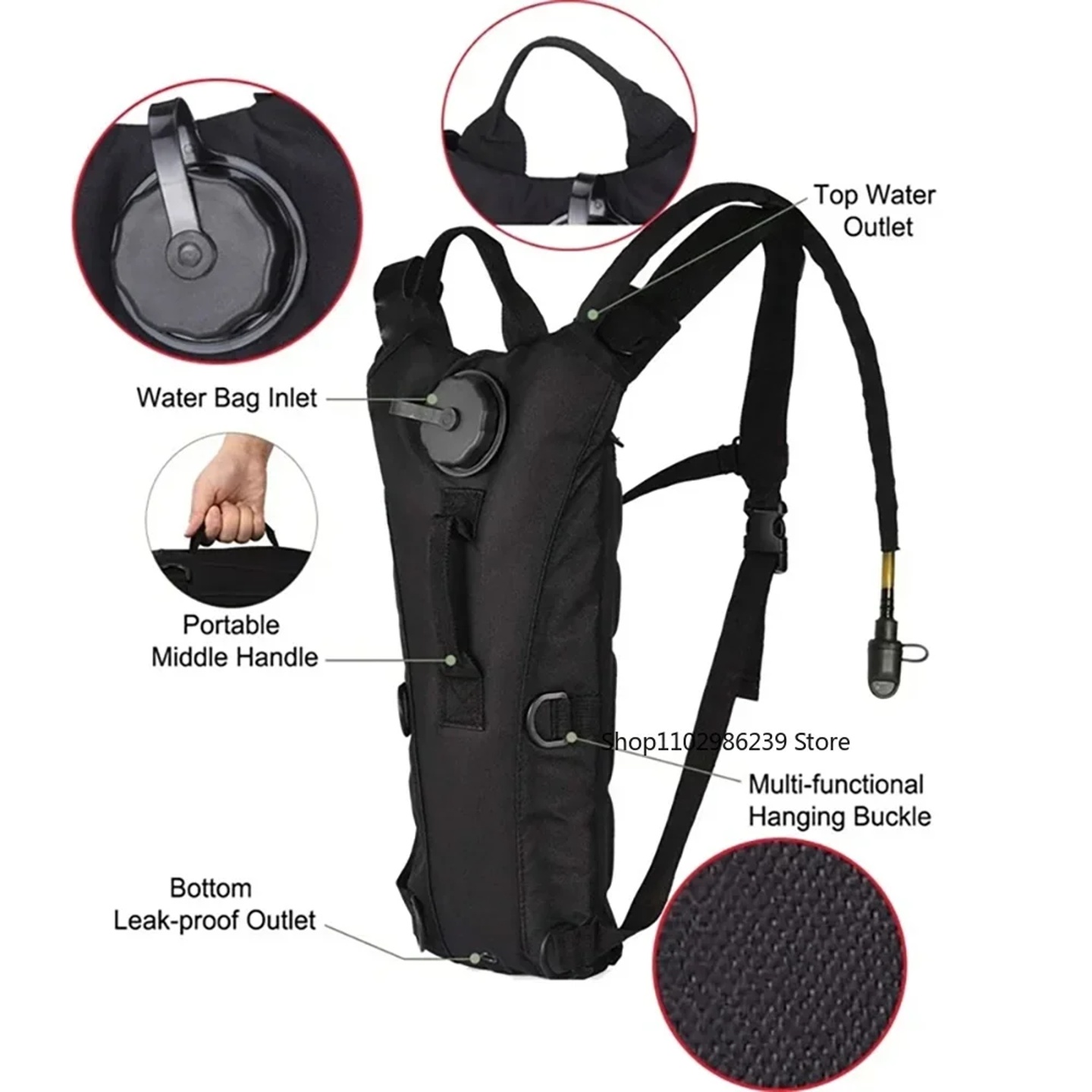Tactical Hydration Backpack 3L Waterproof Water Bag Outdoor