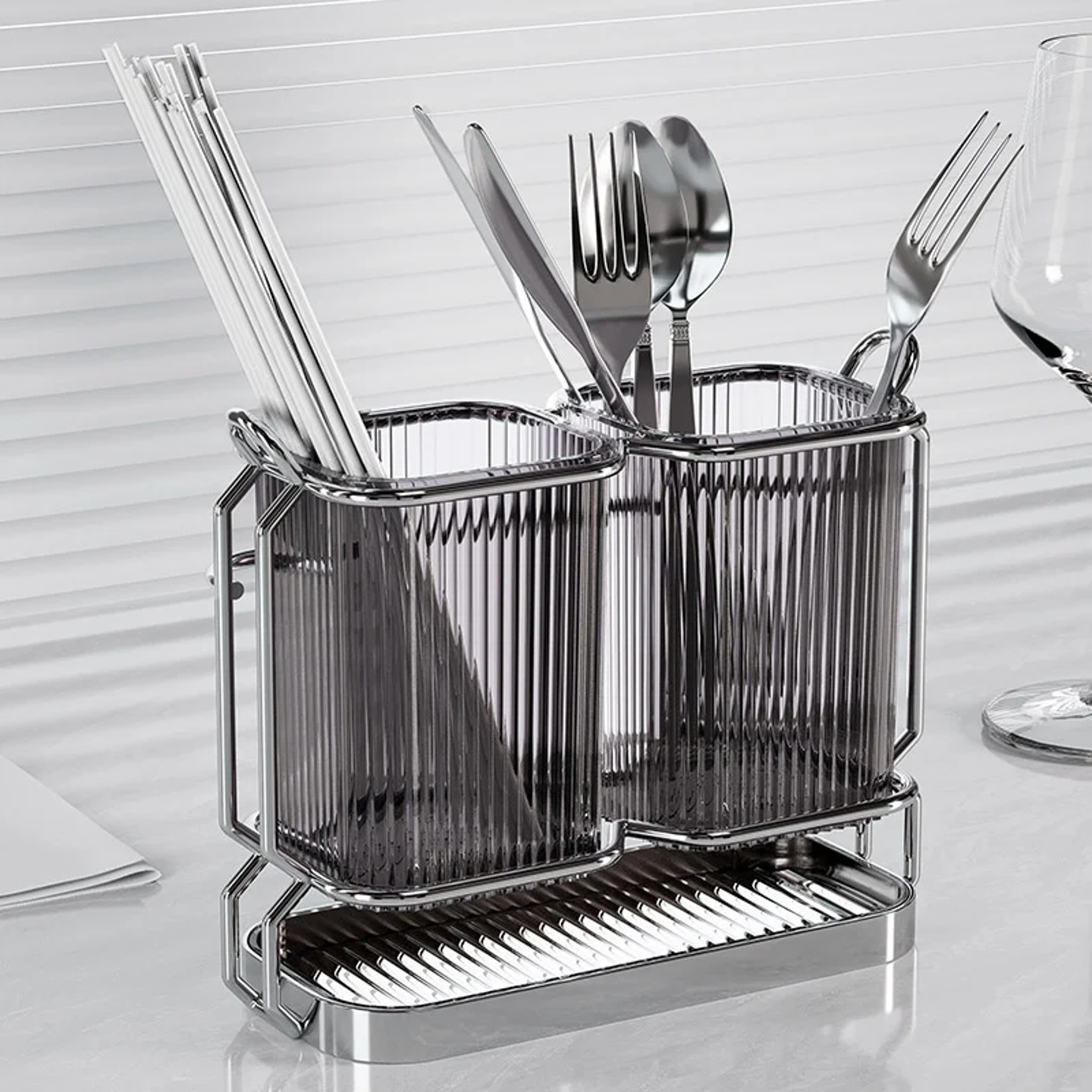 Luxury Wall-Mounted Chopsticks Holder - No Drill Utensil Or