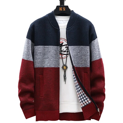 Mens Fleece Thick Cardigan Autumn Winter Knitted Sweaters M