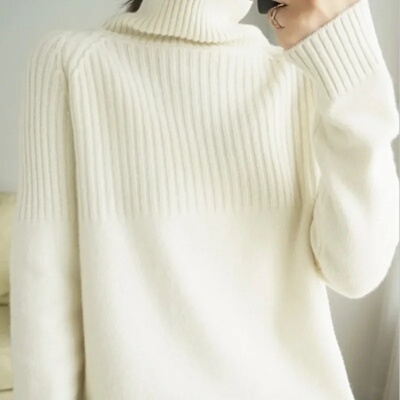 Winter Thickened Polo Turtle Neck Sweater Women's Loose Fit