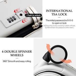 Mixi Patent Design Aluminum Frame Suitcase Carry On Rolling