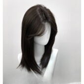 female short collarbone dark layered tea medium Wig hair