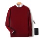 Merino Wool 2025 Men Pure Neck Round 100% Pullover Solid