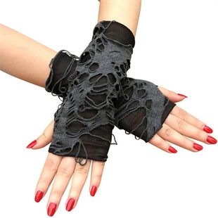 Unisex Gothic Black Gloves Fingerless Long Glove For Women