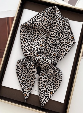 1pc Luxury Brand Leopard Print Bandana Square Scarf Women's