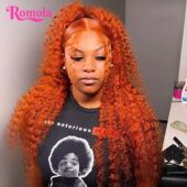 Wigs Front Hair 100% Human Lace Wig Orange Curly Ginger