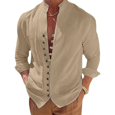 Men Business Workwear Blouse Shirts Autumn Spring Male Vint