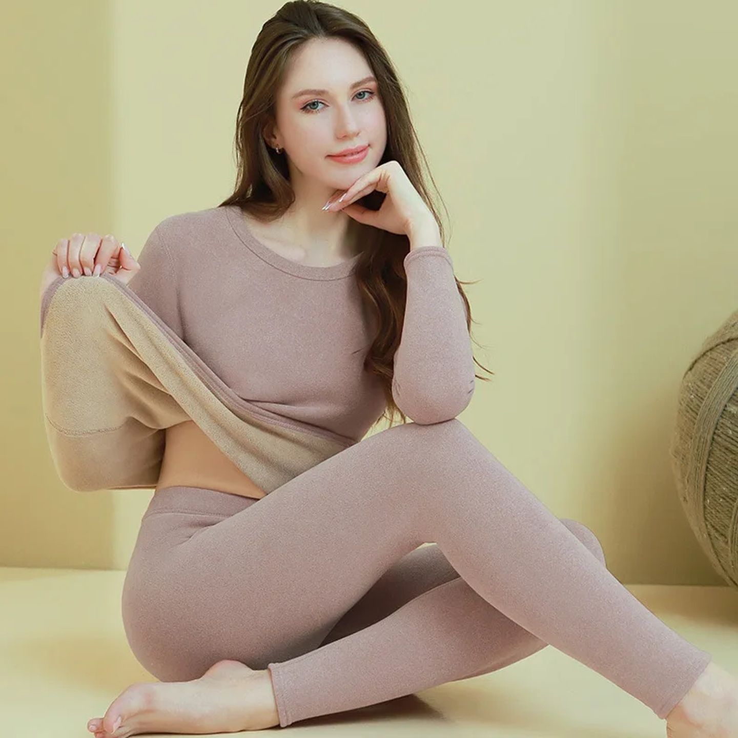 1Set Ultra Thick Thermal Underwear Set Women's Seamless Lay