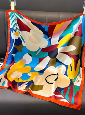 2024 Silk Shawl Print Headscarf Cat Hair Wrap Neckerchief F