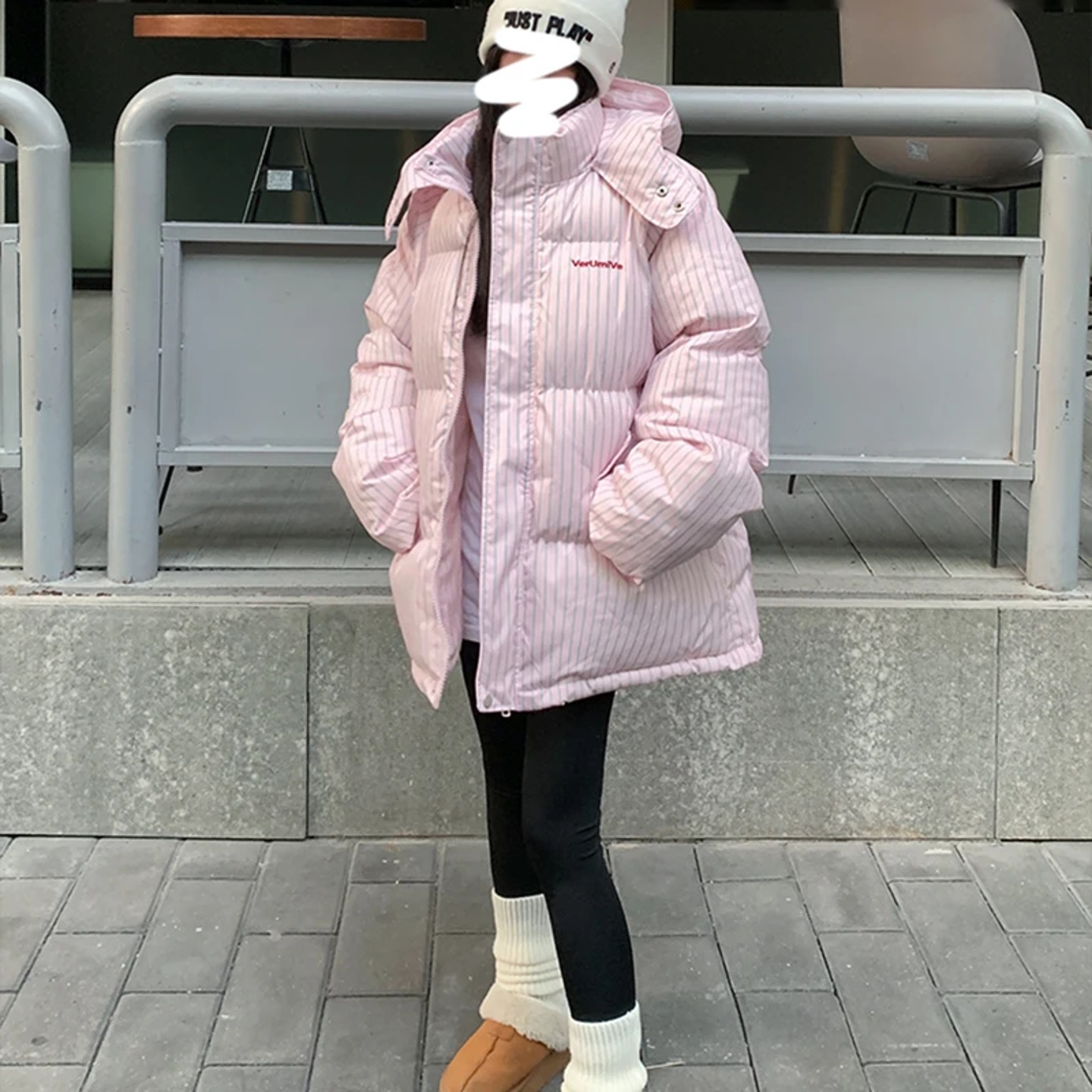 Overcoat 2025 New Fashion Temperament Striped Warm Hooded W