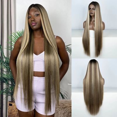 Synthetic Lace Front Wigs Highlight Brwon Blonde Black Wig F