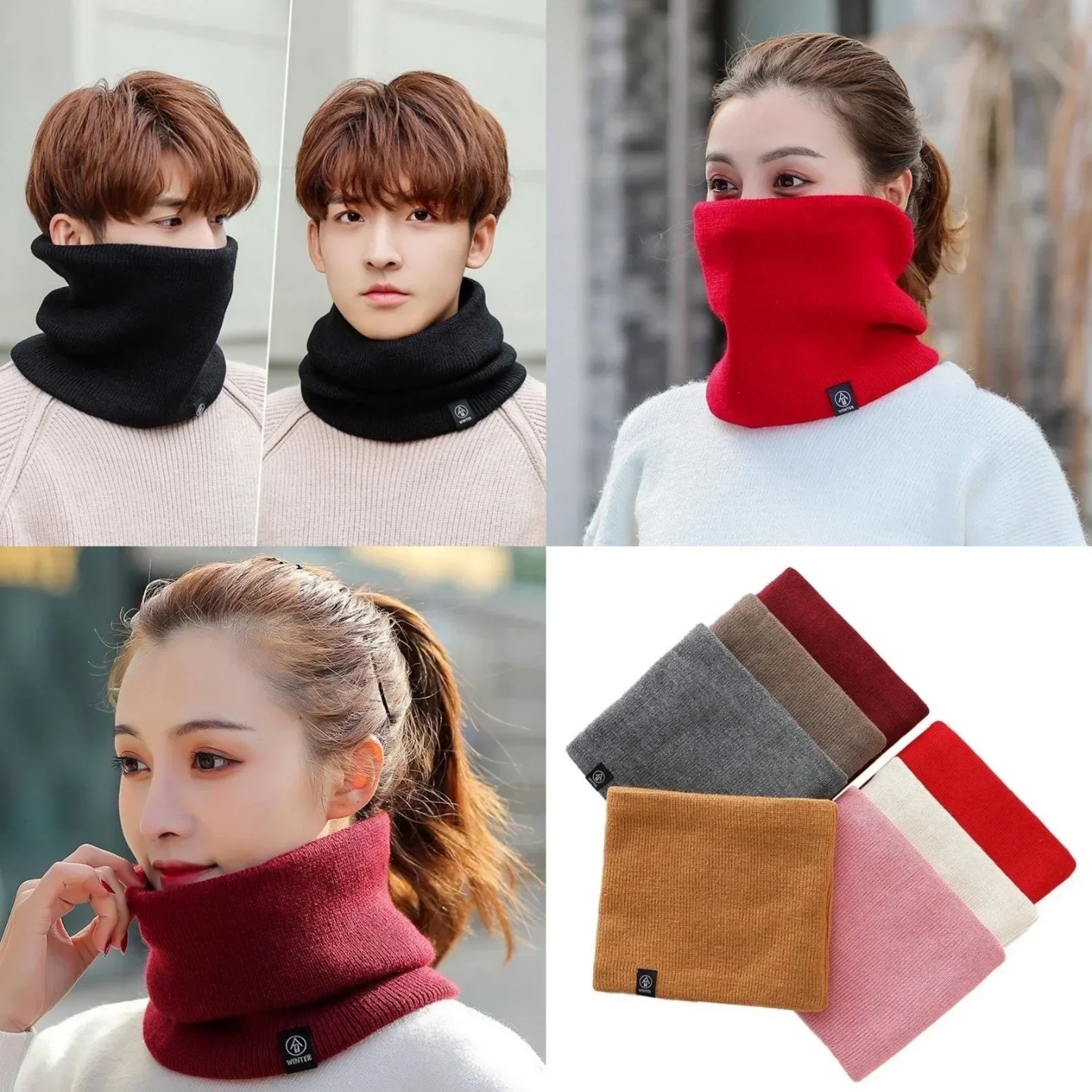 Fashion Soft Knitted Neck Warmer, Women/Men Sports Scarf wi