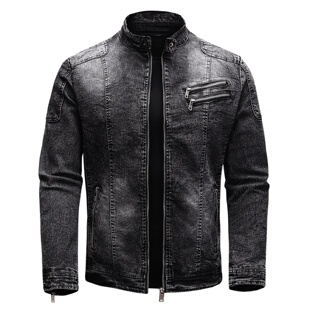 Jacket Denim Men Streetwear Biker ABOORUN Motorcycle Fleece