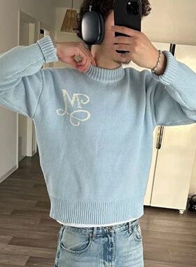 Y2K Retro Long Sleeve Sweater Signature M Logo Pattern Pull