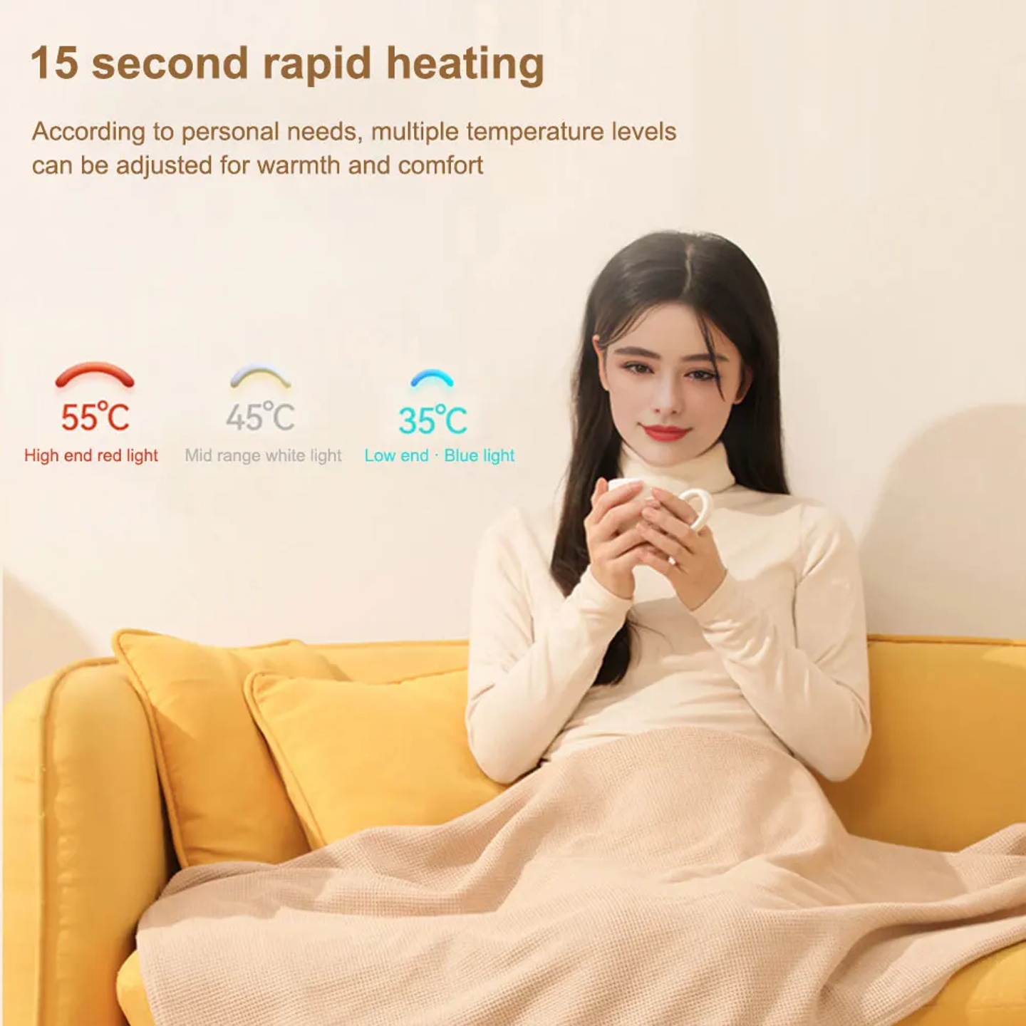 Wearable USB Electric Heated Blanket with 5000mAh Power Ban