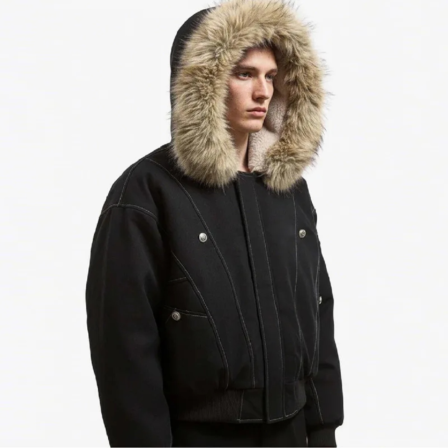 Vintage Stylish Short Jacket Fleece Thick Cozy Warm Hooded