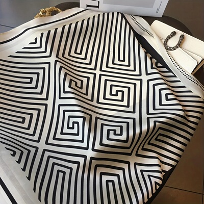 Elegant Nordic Style All Seasons Scarf Faux Silk Large Squa