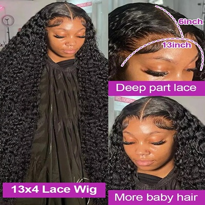HD 13x6 Deep Wave Curly Glueless Lace Front Human Hair Wigs