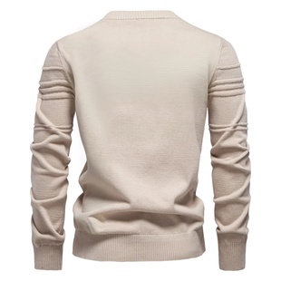 Pullover Crewneck Sweater Knitted Stri AIOPESON Cotton Mens