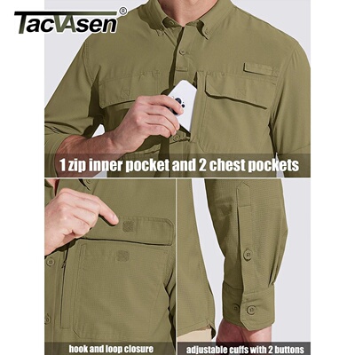 TACVASEN UPF 50+ Sun Protection Fishing Shirts Men's Quick