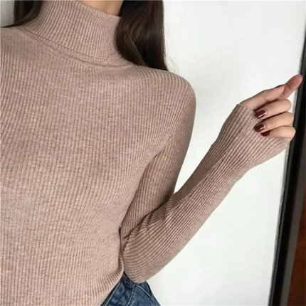 Autumn Winter Thick Sweater Women Knitted Ribbed Pullover S