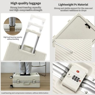 Suitcase Front Opening Pocket Aluminum Alloy Frame Rolling