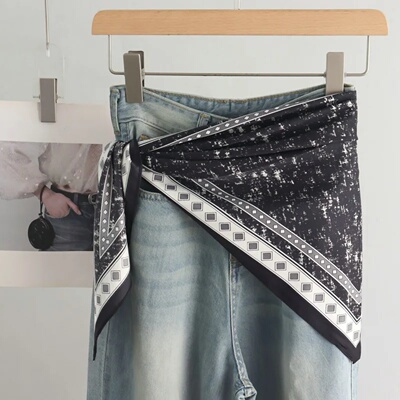 High-End Retro Tie-Dye Triangular Binder Headcloth Women's