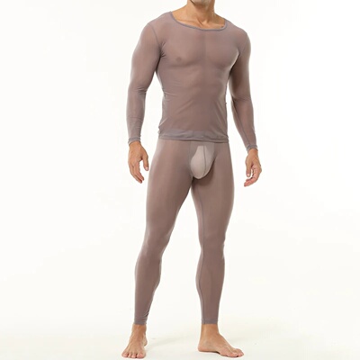 Ultra-thin Leggings Tight Tops Men Sexy Transparent T-shirt
