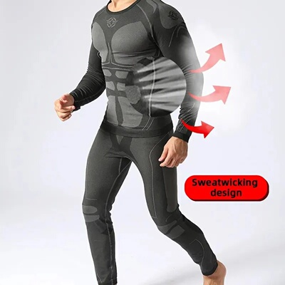 Men Sport Thermal Underwear Suits Outdoor Cycling Compressi