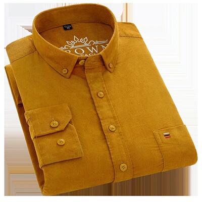 7XL 6XL Cotton Corduroy Shirt Men’s Long Sleeve Casual Regu