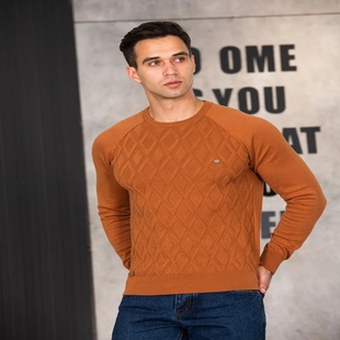AIOPESON Argyle Basic Men Sweaters Solid Color O-neck Long