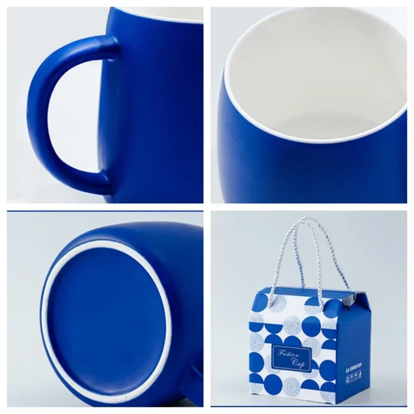 500ml Ceramic Coffee Mug with Spoon Gift Package Klein Blue