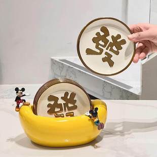 米奇金元宝吐骨碟家用高颜值陶瓷骨碟盘轻奢高级感垃圾盘骨头碟子