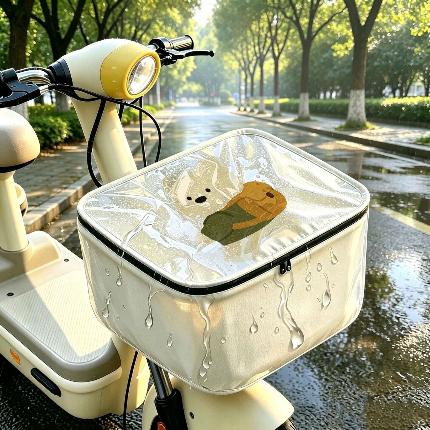 电动车车筐专用防雨防水罩折叠收纳篮前置防尘储物收纳挂袋挂物包