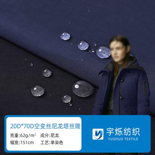 320T20D空变丝尼龙消光起绉塔丝隆 防水防绒户外羽绒棉服上衣布料