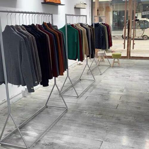 服装店展示架落地式组合女装店货架陈列架北欧风童装店挂衣架银色