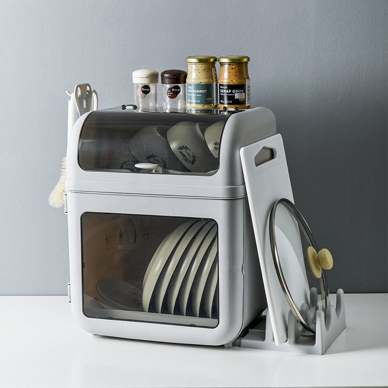 餐具收纳盒放g碗筷收纳箱带盖碗架塑料沥水碗柜防尘家用厨房置物