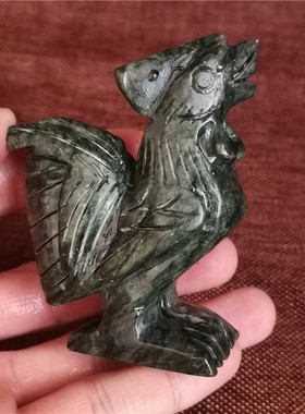 天然墨绿色南玉碧玉石12十二生肖蛇属相小动物汽车摆件全套手把件