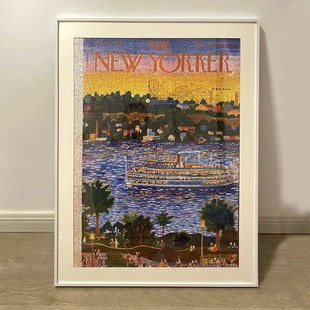 纽约客拼图框白色铝合金拼图相框定制48.9*67.6卡纸留白画框裱框