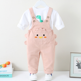 宝宝背带裤春秋加绒纯棉男宝男童裤子开档一岁儿童小童婴儿开裆裤