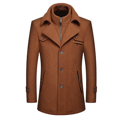 2023秋冬新款羊毛呢大衣男士外套男休闲中年夹克男呢子加厚爸爸装