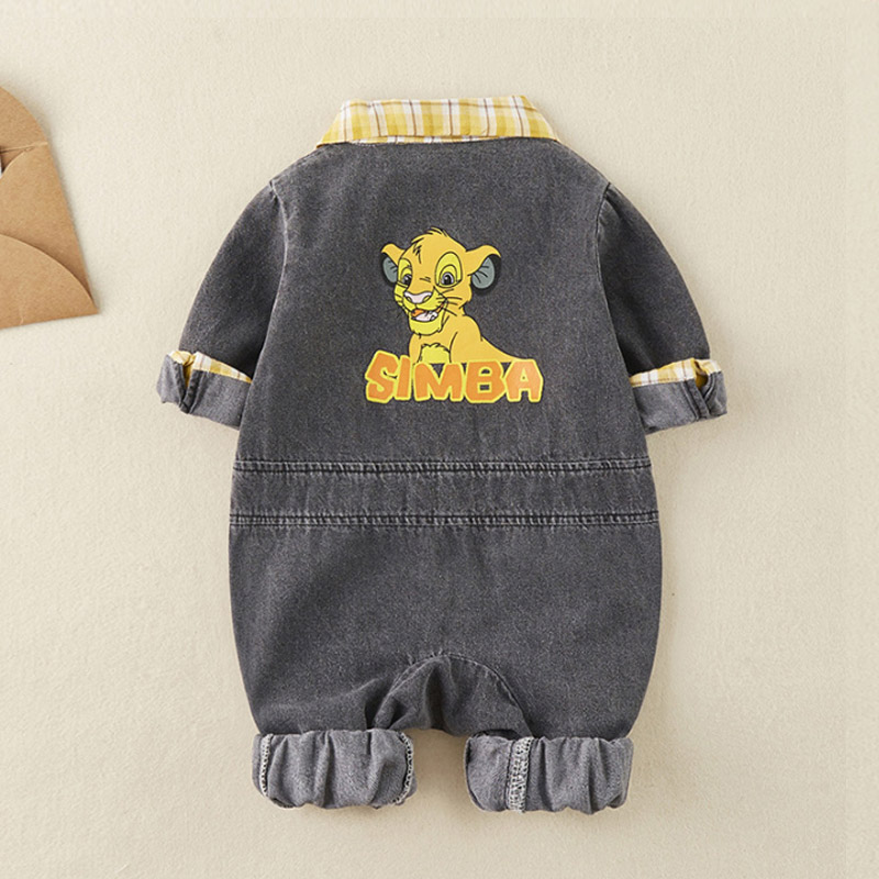 网红婴儿牛仔外套连体衣春秋超洋气男女宝宝衣服外出超萌套装春季