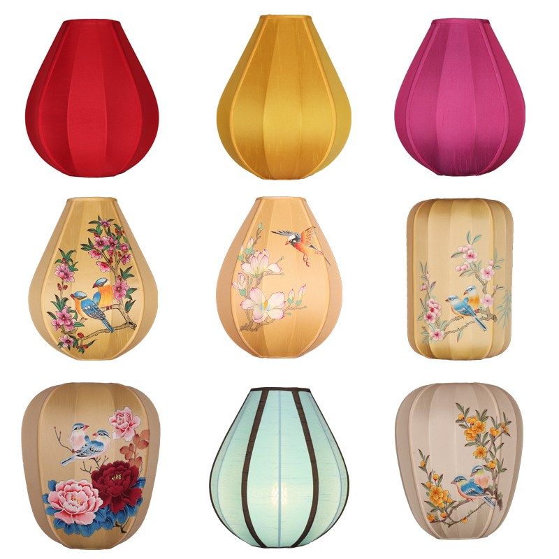 中式灯罩台灯落地灯莲花灯荷花灯复古新款灯笼罩禅意吊灯替换高档