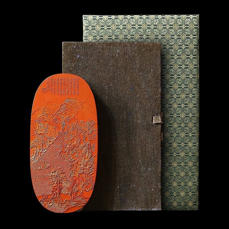 国家非遗 1989年制 清代乾隆老墨版《水驿山蓬》收藏墨块 胡开文