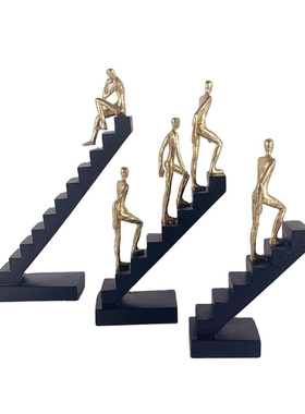 轻奢风玄关抽象人物思考者摆件客厅办公室桌面楼梯摆设梯子装饰品